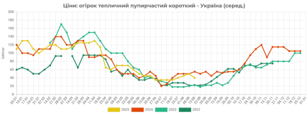 В Україні подешевшали тепличні огірки