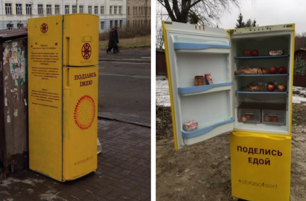 Фудшеринг в Киеве. Холодильники с бесплатной едой для нуждающихся